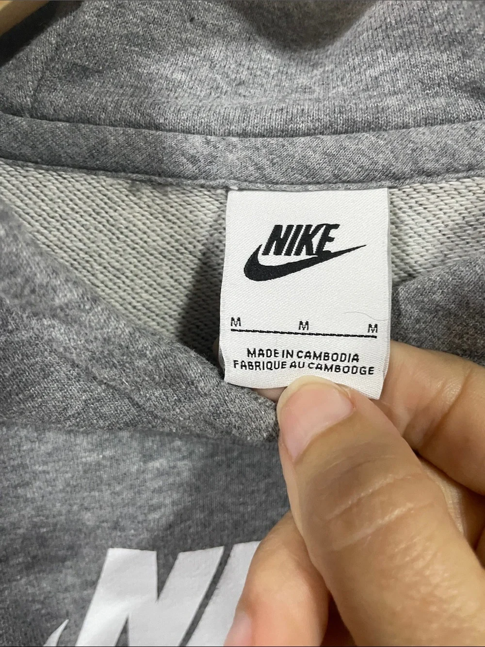 Nike Girls' Grey Cropped Hoodie with White Logo